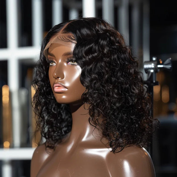 10 inch Virgin Hair 13X4 Lace Wig – Curly (Single Drawn)