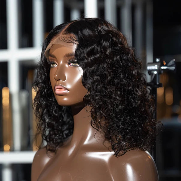 10 inch Virgin Hair 13X4 Lace Wig – Curly (Single Drawn)