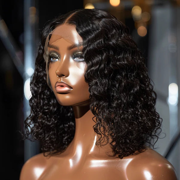 18 inch Virgin Hair 5X5 Lace Wig – Curly (Double Drawn)