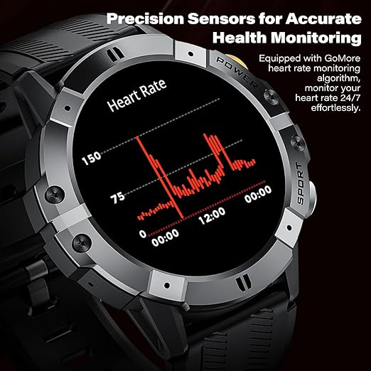 GoMore Tactical Fitness Smartwatch, 1ATM Waterproof (Silver)