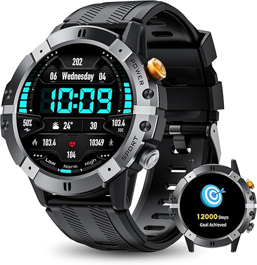 GoMore Tactical Fitness Smartwatch, 1ATM Waterproof (Silver)