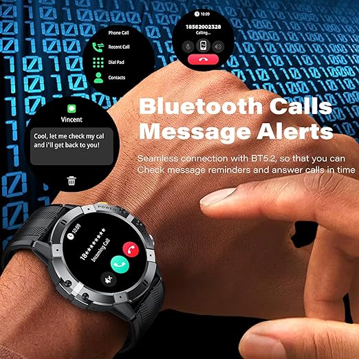 GoMore Tactical Fitness Smartwatch, 1ATM Waterproof (Silver)