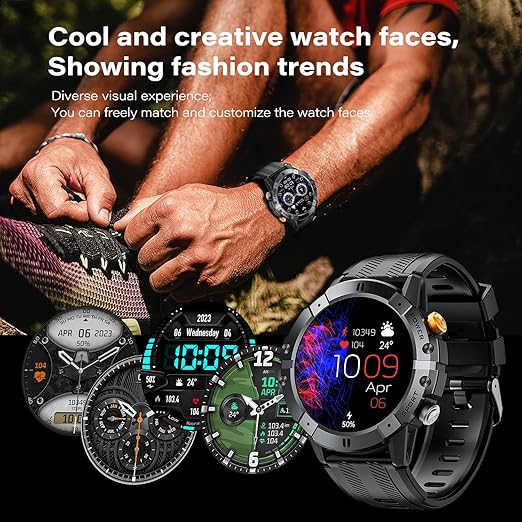 GoMore Tactical Fitness Smartwatch, 1ATM Waterproof (Silver)